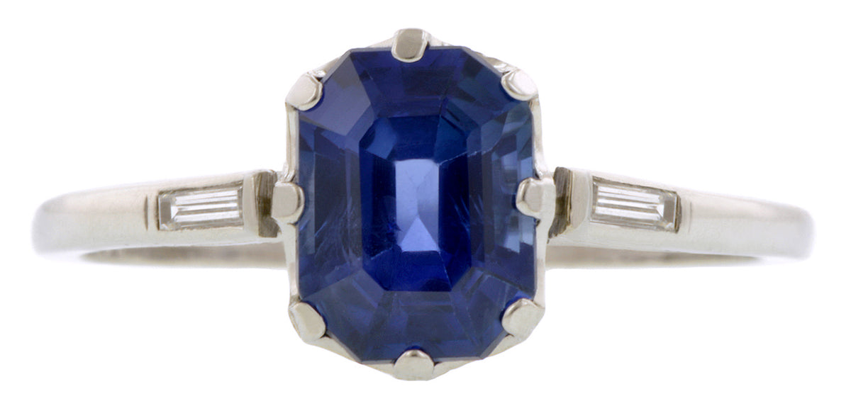 Vintage Sapphire & Diamond Ring, Emerald cut 2.05ct:: Doyle & Doyle
