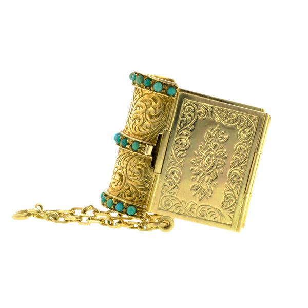 Victorian Style Gold & Turquoise Book Bracelet