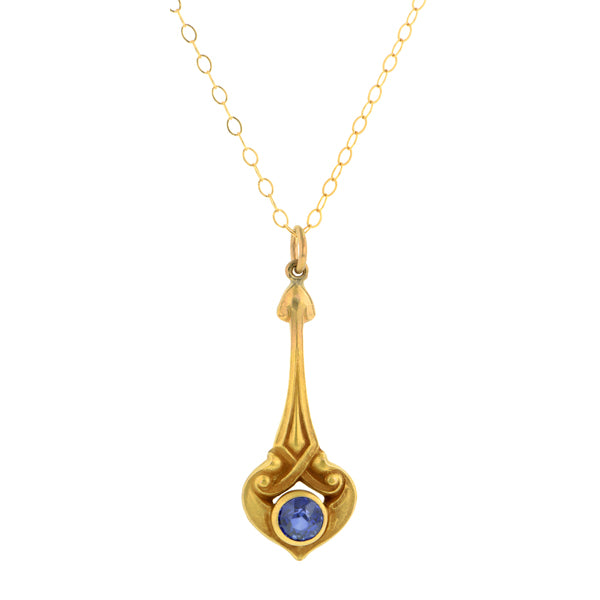 Art Nouveau Sapphire Drop Pendant :: Doyle & Doyle