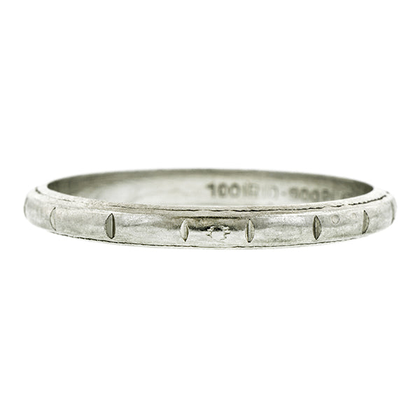 Vintage Patterned Wedding Band, a Platinum Wedding Band Ring, sold by Doyle & Doyle vintage and antique jewelry boutique. 