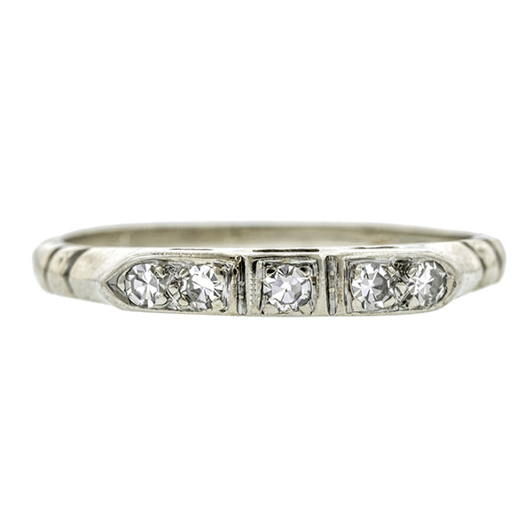 Vintage ring: a White Gold Diamond Wedding Band, Single Cut 0.15ctw sold by Doyle & Doyle vintage and antique jewelry boutique.