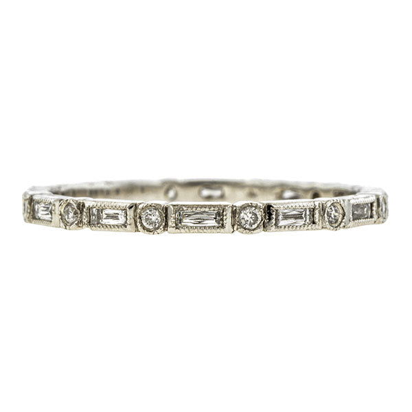 Baguette & Round Diamond Bezel Set Eternity Wedding