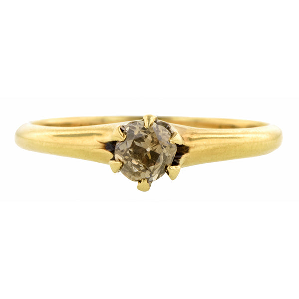 Victorian Brown Diamond Solitaire Engagement Ring, Old Mine 0.32ct:: Doyle & Doyle