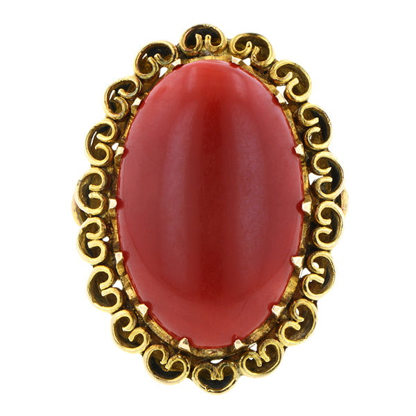 Vintage Oval Red Coral Ring : Doyle & Doyle