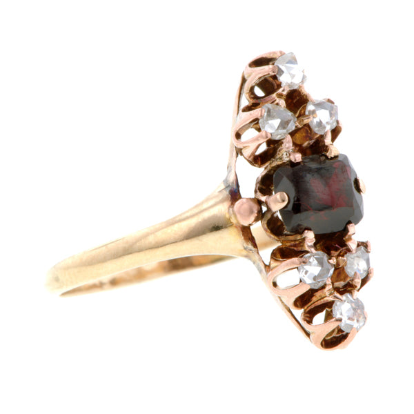 Victorian Garnet & Rose Cut Diamond Ring::Doyle & Doyle