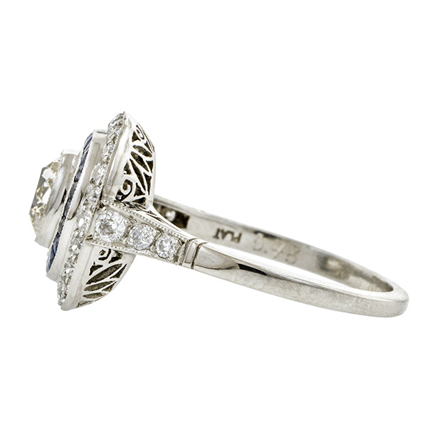 Estate Diamond & Sapphire Target Ring:: Doyle & Doyle