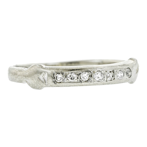 Vintage ring: a White Gold Diamond Wedding Band, Single Cut 0.05ctw sold by Doyle & Doyle vintage and antique jewelry boutique.