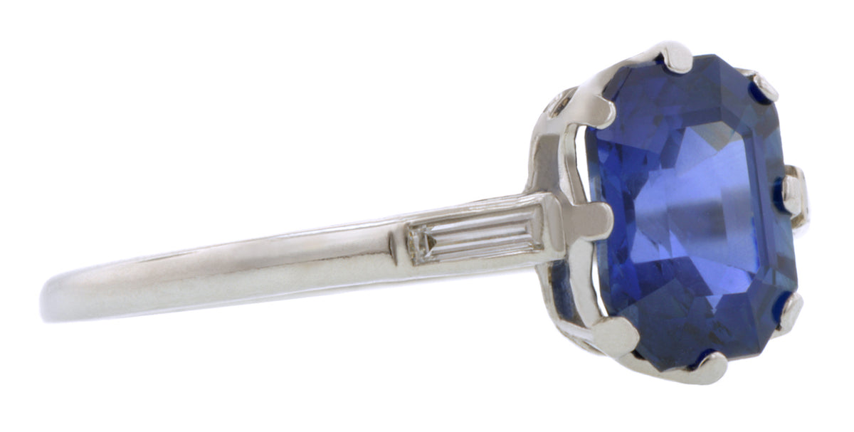 Vintage Sapphire & Diamond Ring, Emerald cut 2.05ct:: Doyle & Doyle
