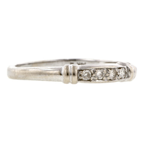 Vintage ring; a White Gold Diamond Wedding Band sold by Doyle & Doyle vintage and antique jewelry boutique.