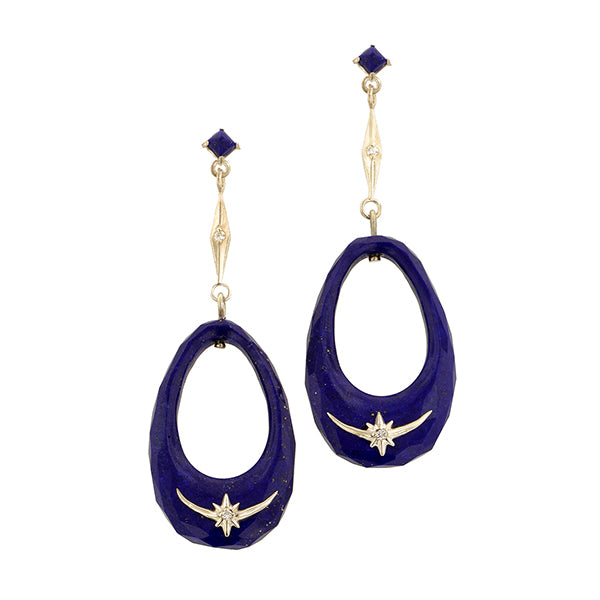 Lapis Hoop Drop Earrings- Heirloom by Doyle & Doyle::