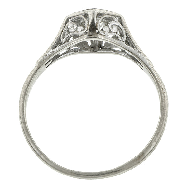 Art Deco Filigree Diamond Solitaire Engagement Ring, Old European, 0.42ct::  Doyle & Doyle