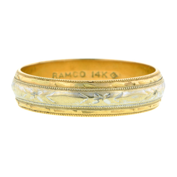 Vintage Two-toned Patterned Wedding Band