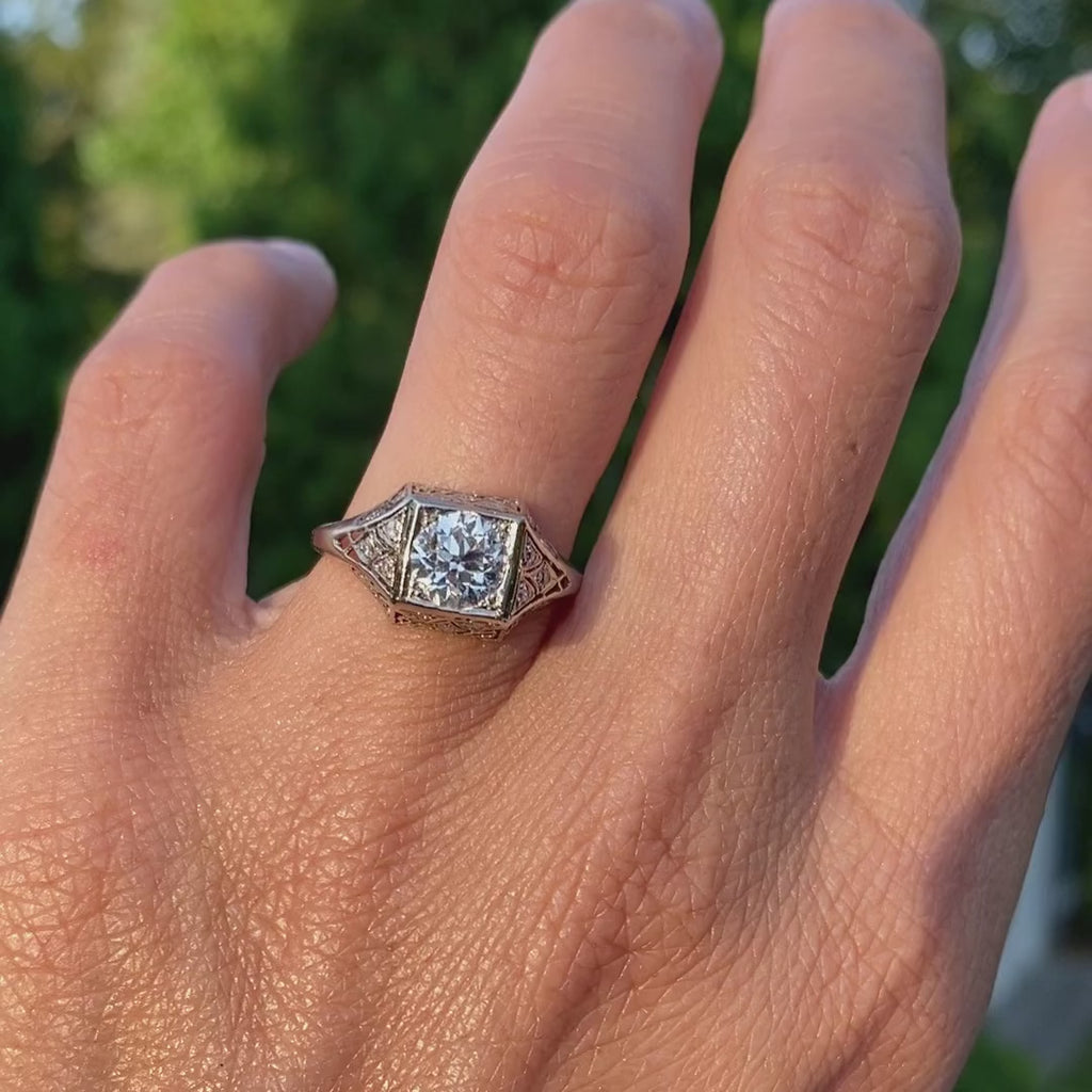 Vintage Engagement Ring, RBC Diamond, sold by Doyle & Doyle an antique and vintage jewelry store.