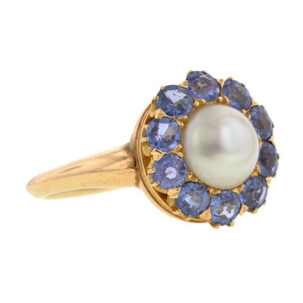 Victorian Pearl & Sapphire Ring:: Doyle & Doyle