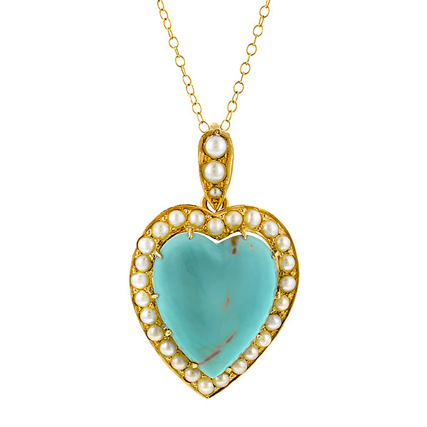 Victorian Turquoise & Pearl Pendant