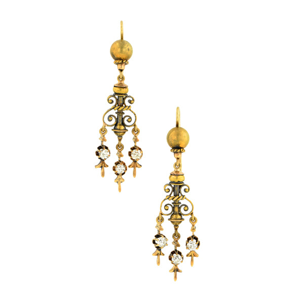 Victorian Diamond Drop Earrings::Doyle & Doyle