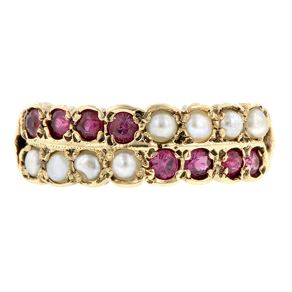 Vintage Ruby & Pearl Ring Doyle & Doyle