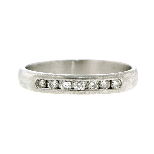 Vintage Wedding Band, Diamond and Platinum, sold by Doyle & Doyle vintage and antique jewelry boutique.