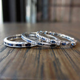 French Cut Baguette Sapphire & Round Diamond Band Platinum :: Doyle & Doyle
