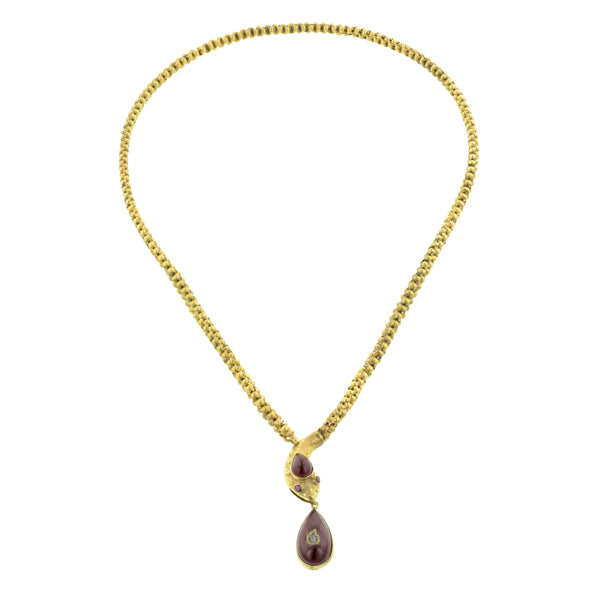 Victorian Garnet & Diamond Snake Necklace:: Doyle & Doyle