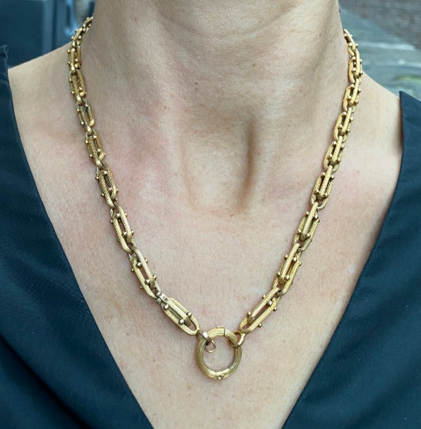 Antique Fancy Link Chain Necklace sold by Doyle and Doyle an antique and vintage jewelry boutique