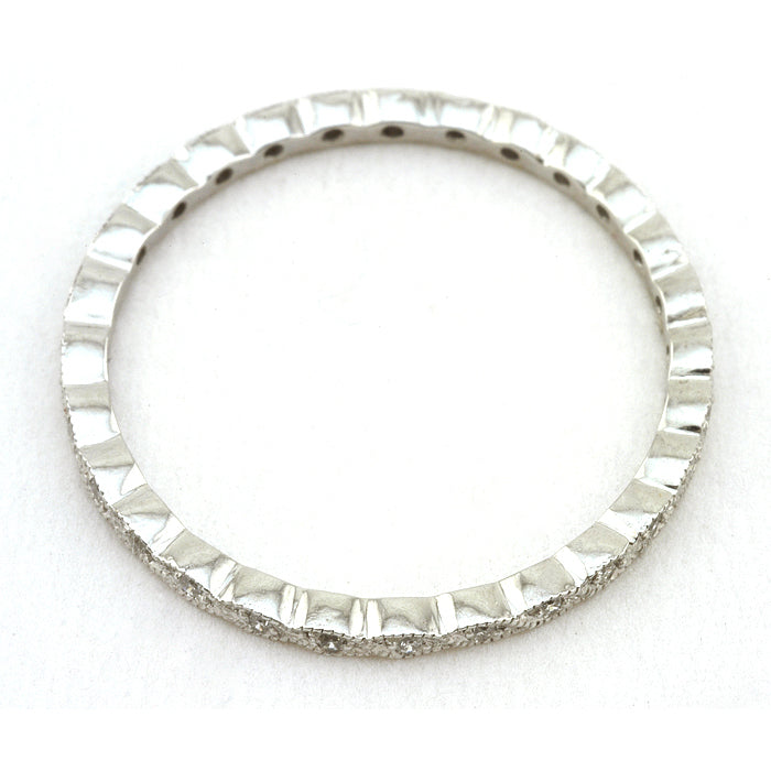 Contemporary ﻿Crossover Twist Diamond Wedding Band sold by Doyle & Doyle vintage and antique jewelry boutique.
