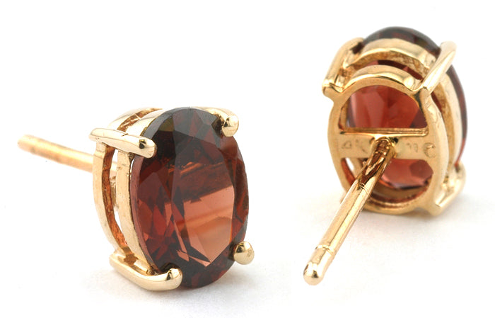 Oval Garnet Stud Earrings sold by Doyle and Doyle an antique and vintage jewelry boutique
