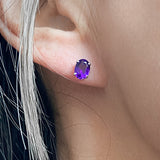 Oval Amethyst Earrings sold by Doyle and Doyle an antique and vintage jewelry boutique