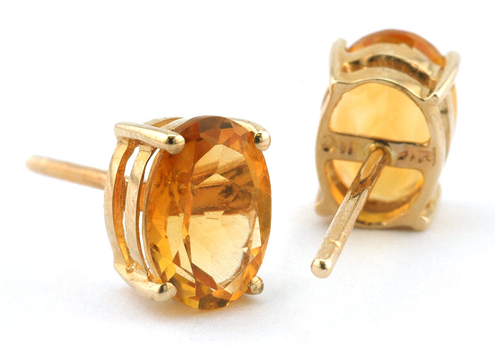 Oval Citrine Stud Earrings, 5x7mm. sold by Doyle and Doyle an antique and vintage jewelry boutique