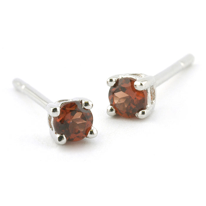 Round Garnet 3mm Stud Earrings