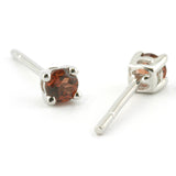 Round Garnet 3mm Stud Earrings