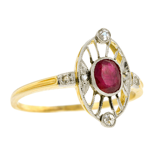 Edwardian Ruby & Diamond Ring:: Doyle & Doyle