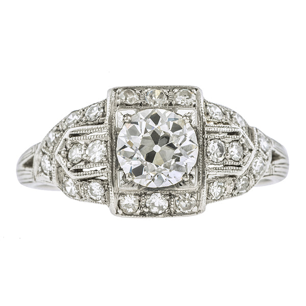 Art Deco Diamond Engagement Ring, Old Euro 0.78ct
