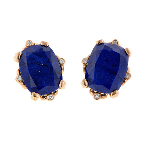Cushion Lapis & Diamond Earrings- Heirloom by Doyle & Doyle::