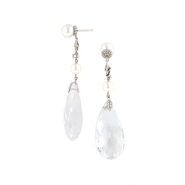 Pearl* & Rock Crystal Drop Earrings: : Doyle & Doyle