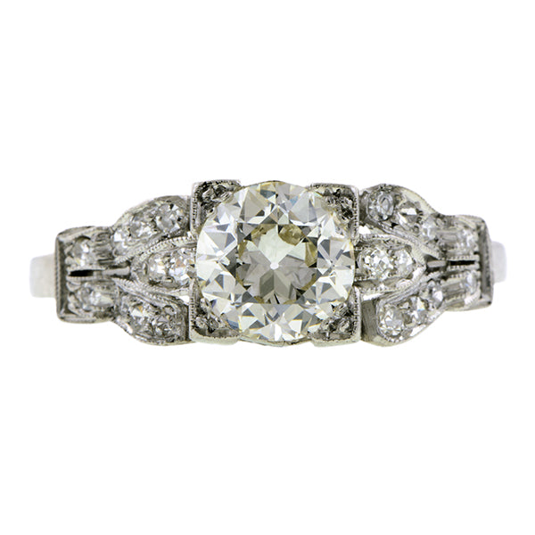 Vintage Diamond Engagement Ring, Old Euro 0.90ct