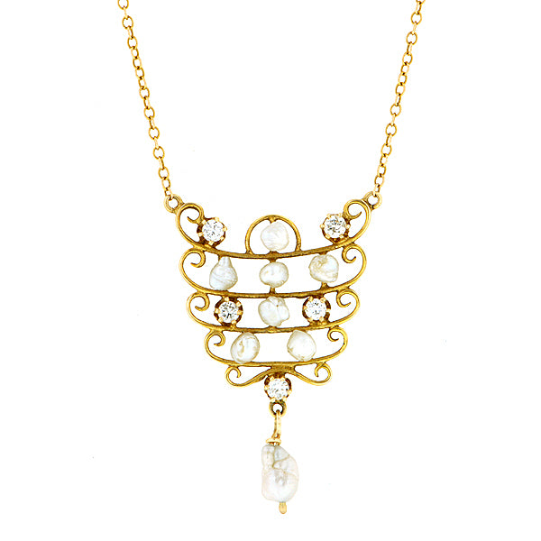 Vintage Diamond & Pearl Necklace:: Doyle & Doyle