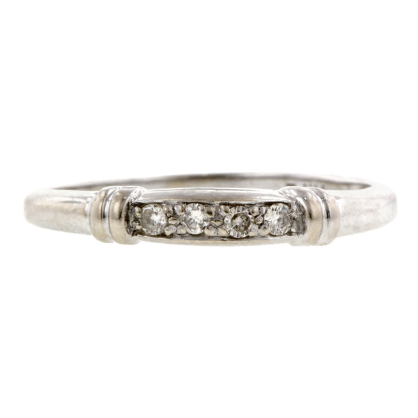 Vintage ring; a White Gold Diamond Wedding Band sold by Doyle & Doyle vintage and antique jewelry boutique.