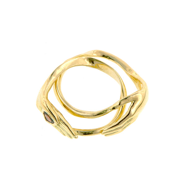 Garnet Heart Fede Gimmel Ring- Heirloom by Doyle & Doyle