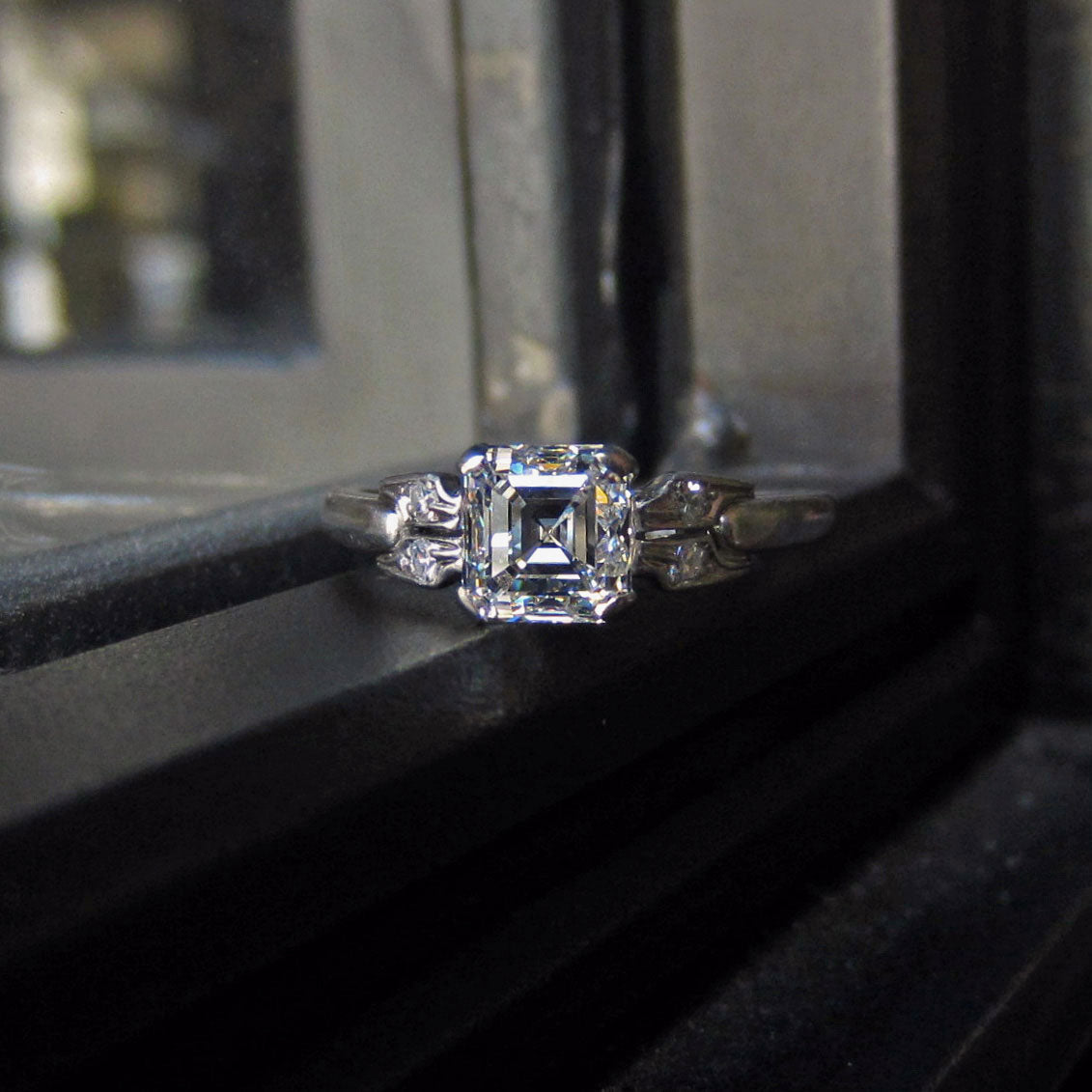 Art Deco Diamond Engagement Ring, Asscher Cut 1.00ct:: Doyle & Doyle