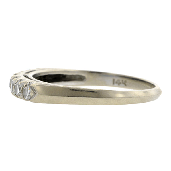 Vintage ring: a White Gold Diamond Wedding Band sold by Doyle & Doyle vintage and antique jewelry boutique.