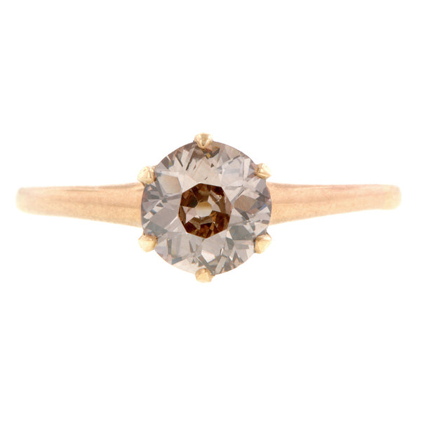 Antique Solitaire Pinkish Brown Diamond Engagement Ring:: Doyle & Doyle