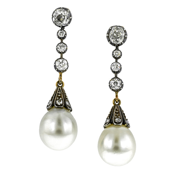 Antique Pearl & Diamond Earrings:: Doyle & Doyle