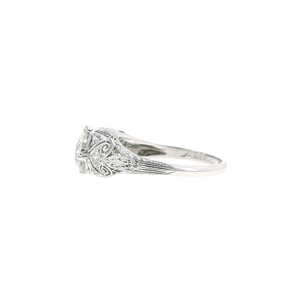 Art Deco TRB 1.20ct Platinum Filigree Engagement Ring:: Doyle & Doyle