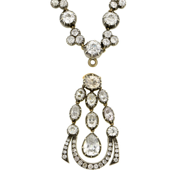 Antique Diamond Riviere/ Pendant Necklace::Doyle & Doyle