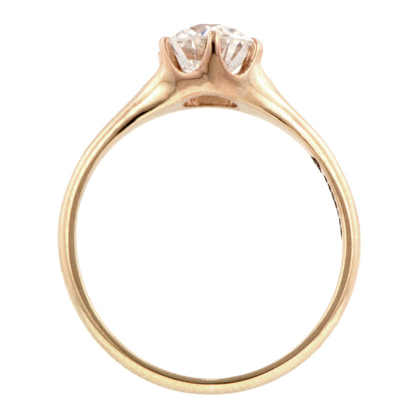 Antique Solitaire Engagement Ring, Old Euro 0.92ct