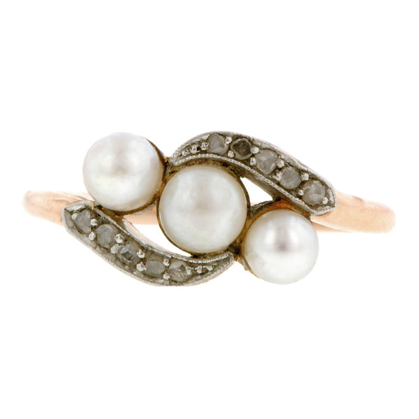 Vintage Pearl & Diamond Ring