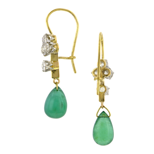 Diamond & Emerald Drop Earrings:: Doyle & Doyle
