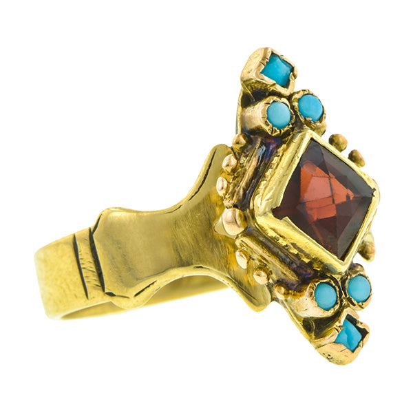Victorian Garnet & Turquoise Ring:: Doyle & Doyle
