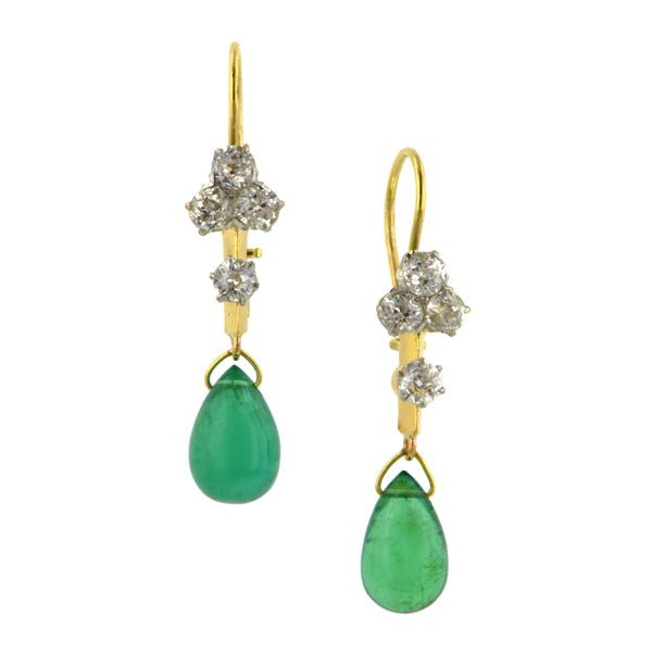 Diamond & Emerald Drop Earrings:: Doyle & Doyle